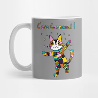 C'est Carnaval! Carnival, Mardi Gras Harlequin Cat Mug